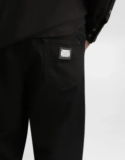 Regular-fit black wash stretch jeans
