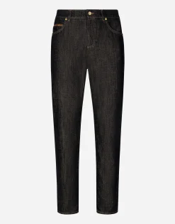 Regular-fit blue denim jeans