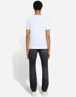 Regular-fit blue denim jeans