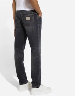 Regular-fit blue denim jeans