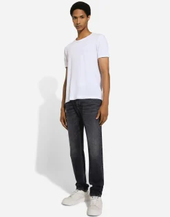 Regular-fit blue denim jeans