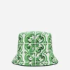Reversible bucket hat with majolica print