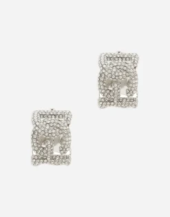 Rhinestone earrings with DG logo