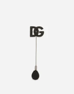Rhinestone-detailed DG logo brooch