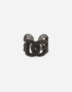 Rhinestone-detailed logo ring