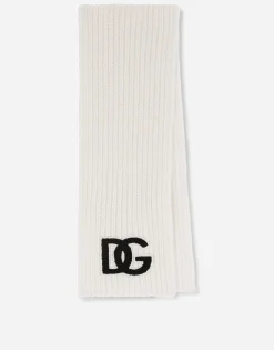 Ribbed knit scarf with DG logo patch