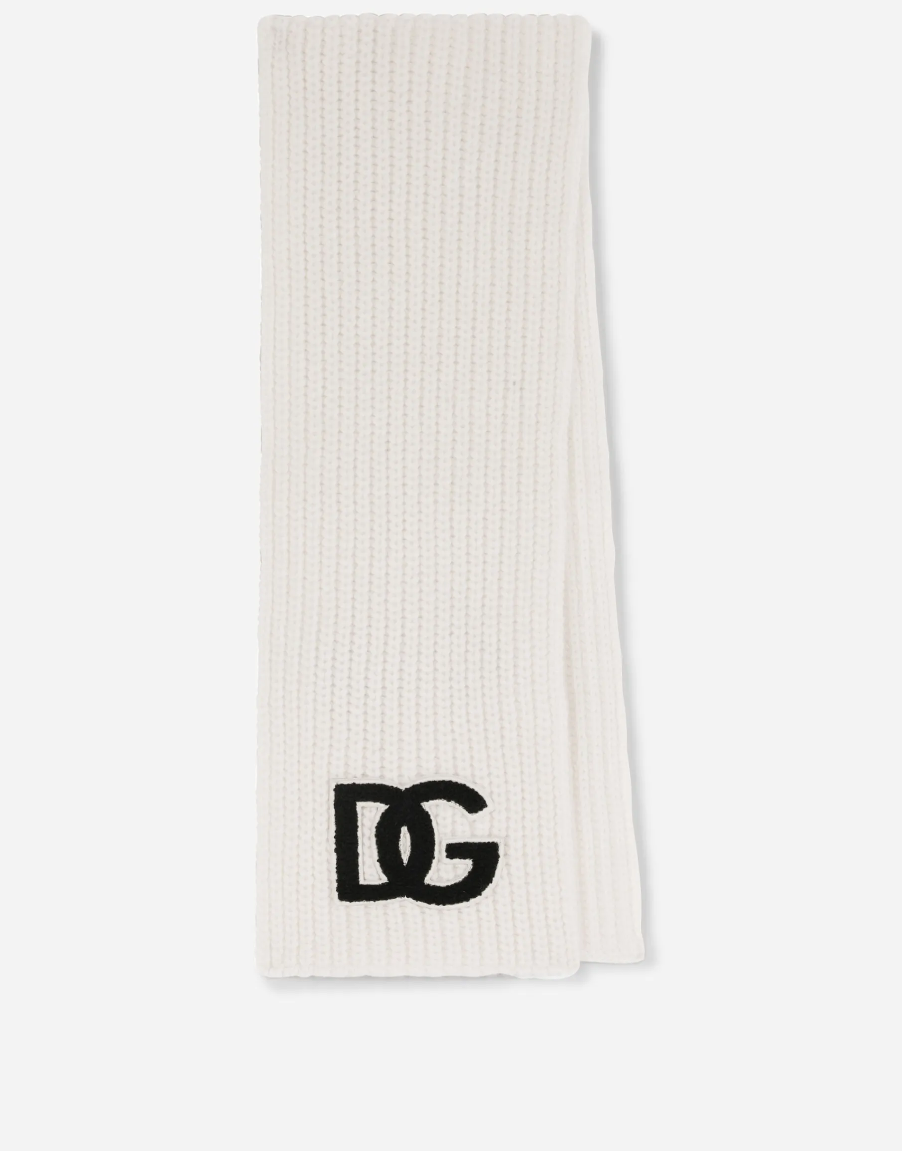 Ribbed knit scarf with DG logo patch