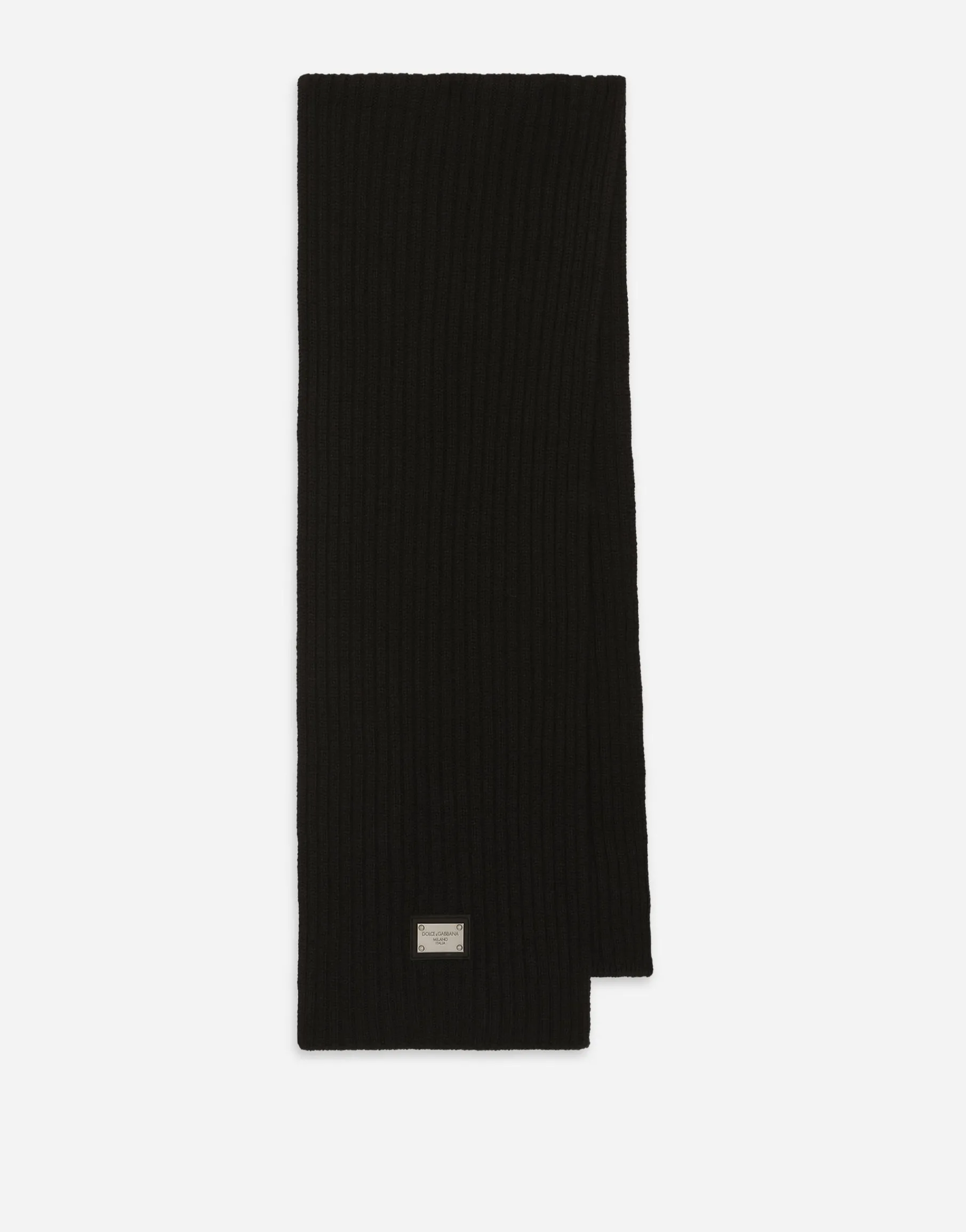 Ribbed knit scarf with metal DG logo