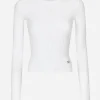 Ribbed viscose sweater with metal DG logo pin