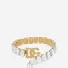 Rigid necklace with pearls, rhinestones and DG logo
