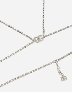 Rigid rhinestone-detailed decorative bra with DG logo