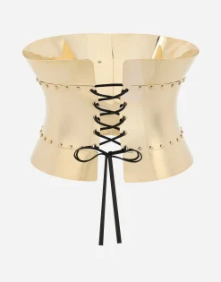 Rigid wide corset belt with padlocks