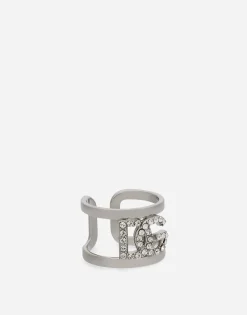 Ring with rhinestone-detailed DG logo