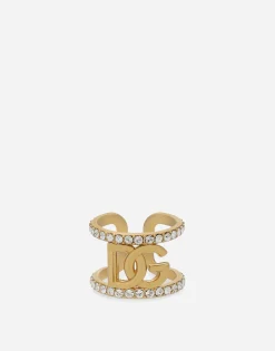 Ring with rhinestones and DG logo