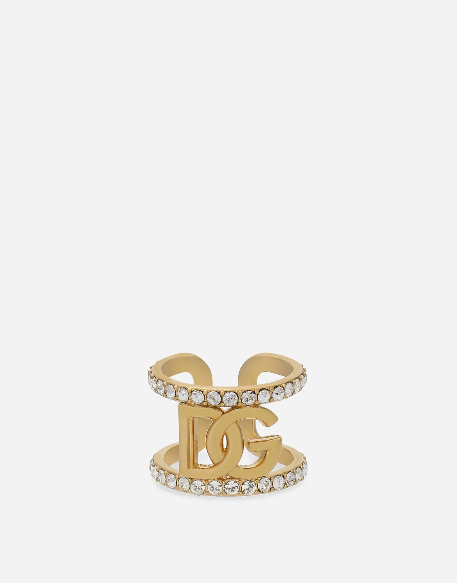 Ring with rhinestones and DG logo