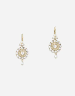 Romance earrings in yellow gold with pearls