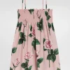 Rose-print poplin dress