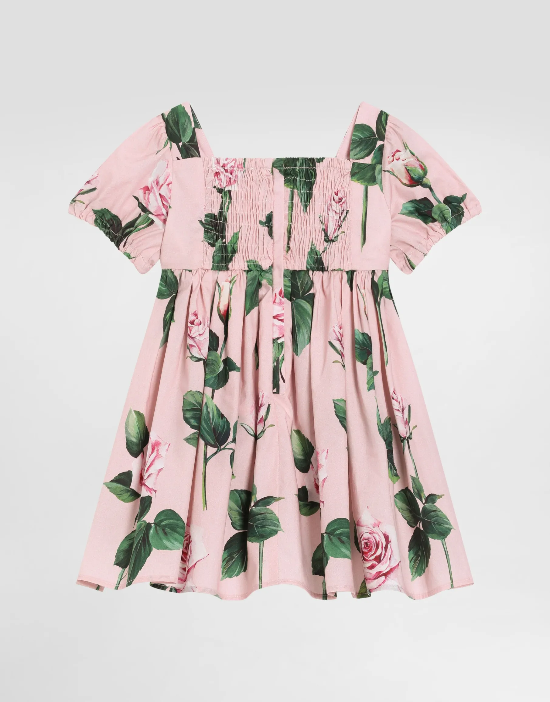 Rose-print poplin dress