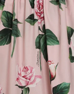 Rose-print poplin dress