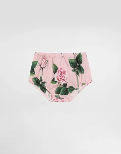 Rose-print poplin dress
