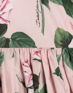 Rose-print poplin dress