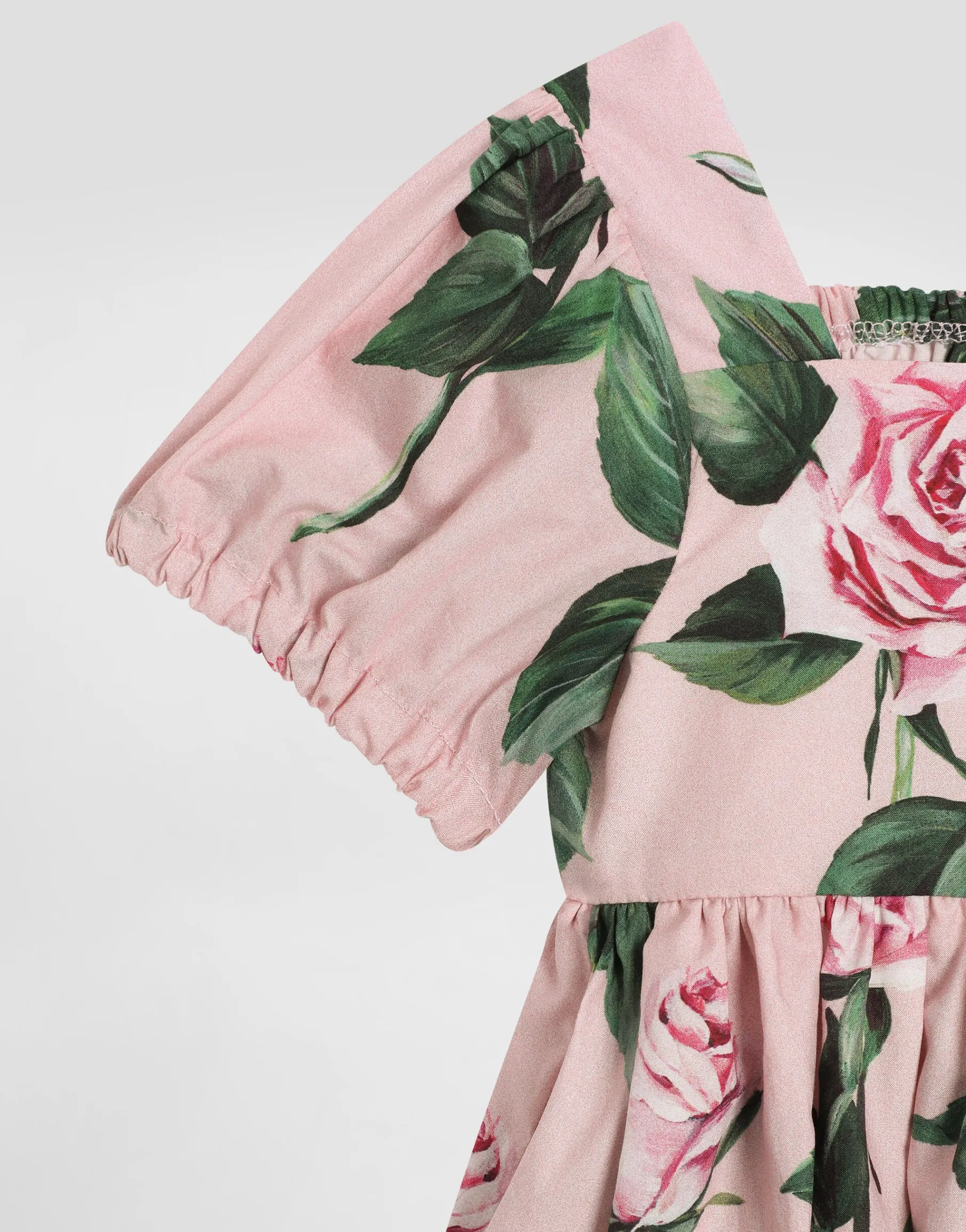 Rose-print poplin dress