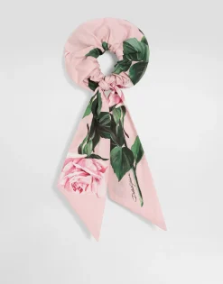 Rose-print poplin scrunchie