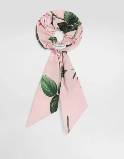 Rose-print poplin scrunchie