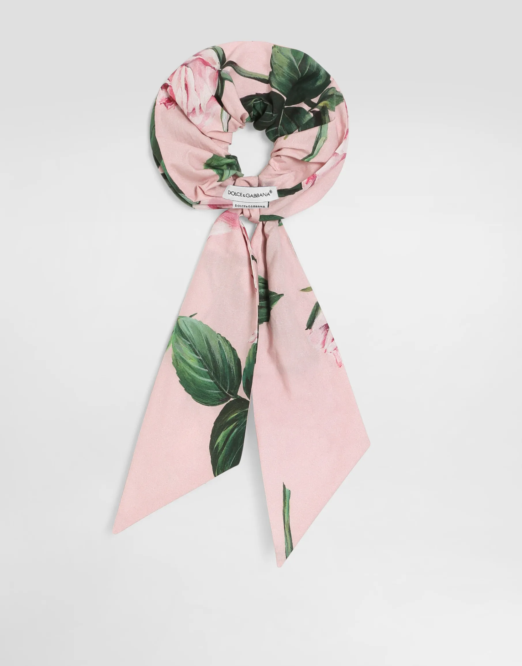 Rose-print poplin scrunchie