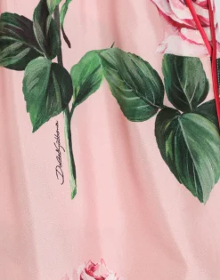 Rose-print twill pajama pants