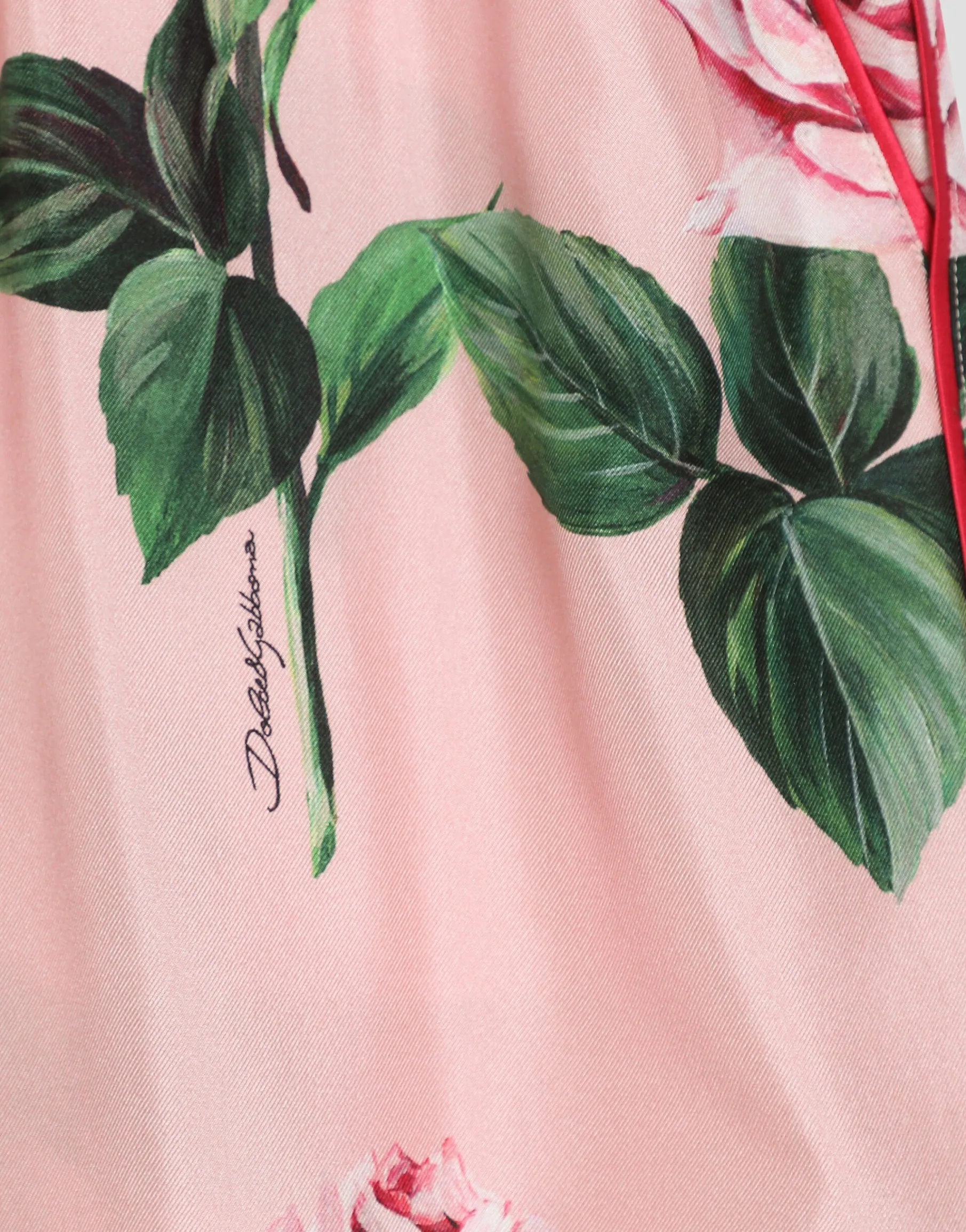 Rose-print twill pajama pants