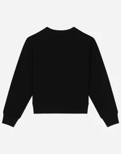 Round-neck jersey with logo tag
