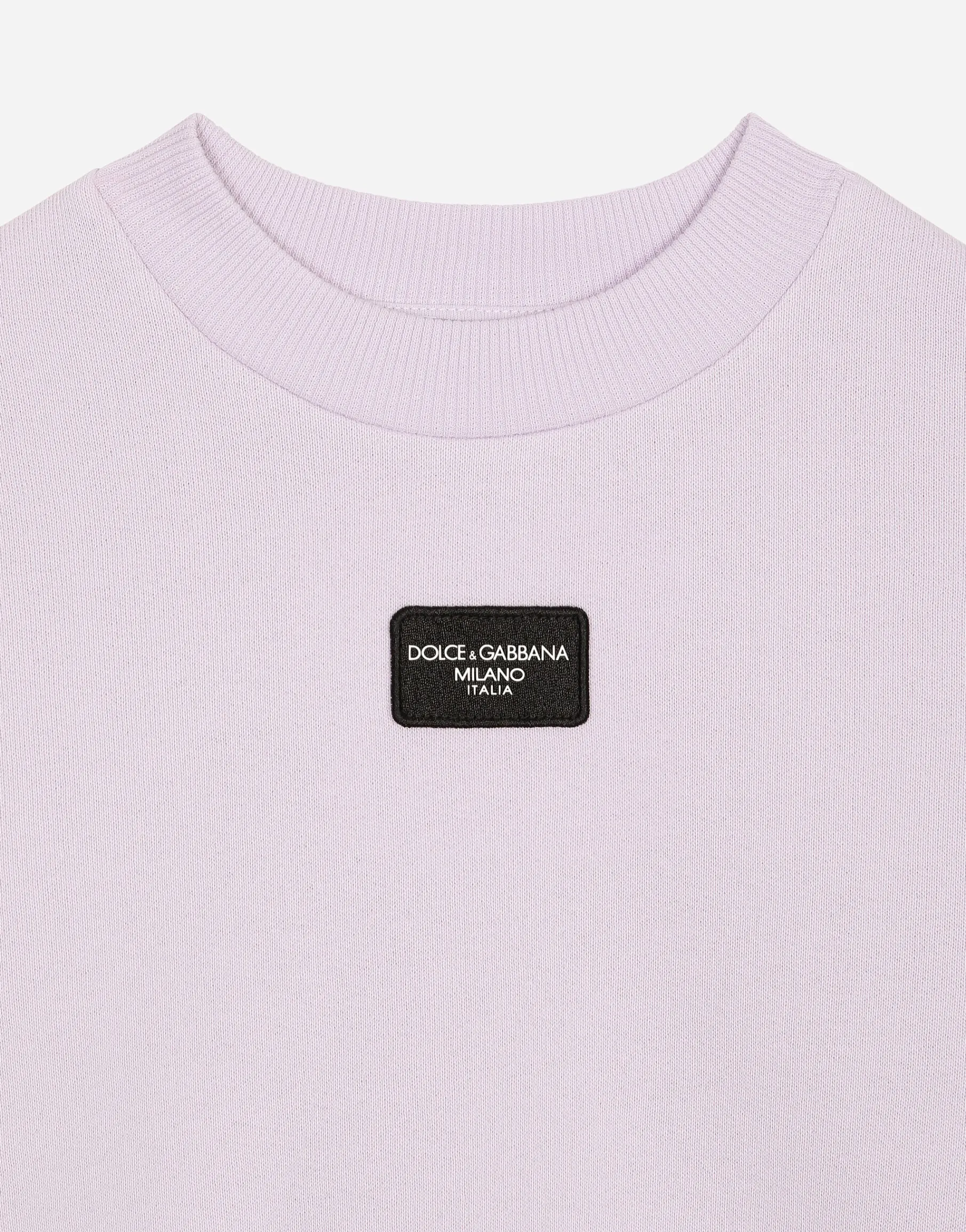 Round-neck jersey with logo tag