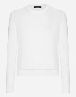 Round-neck silk sweater with Dolce&Gabbana logo