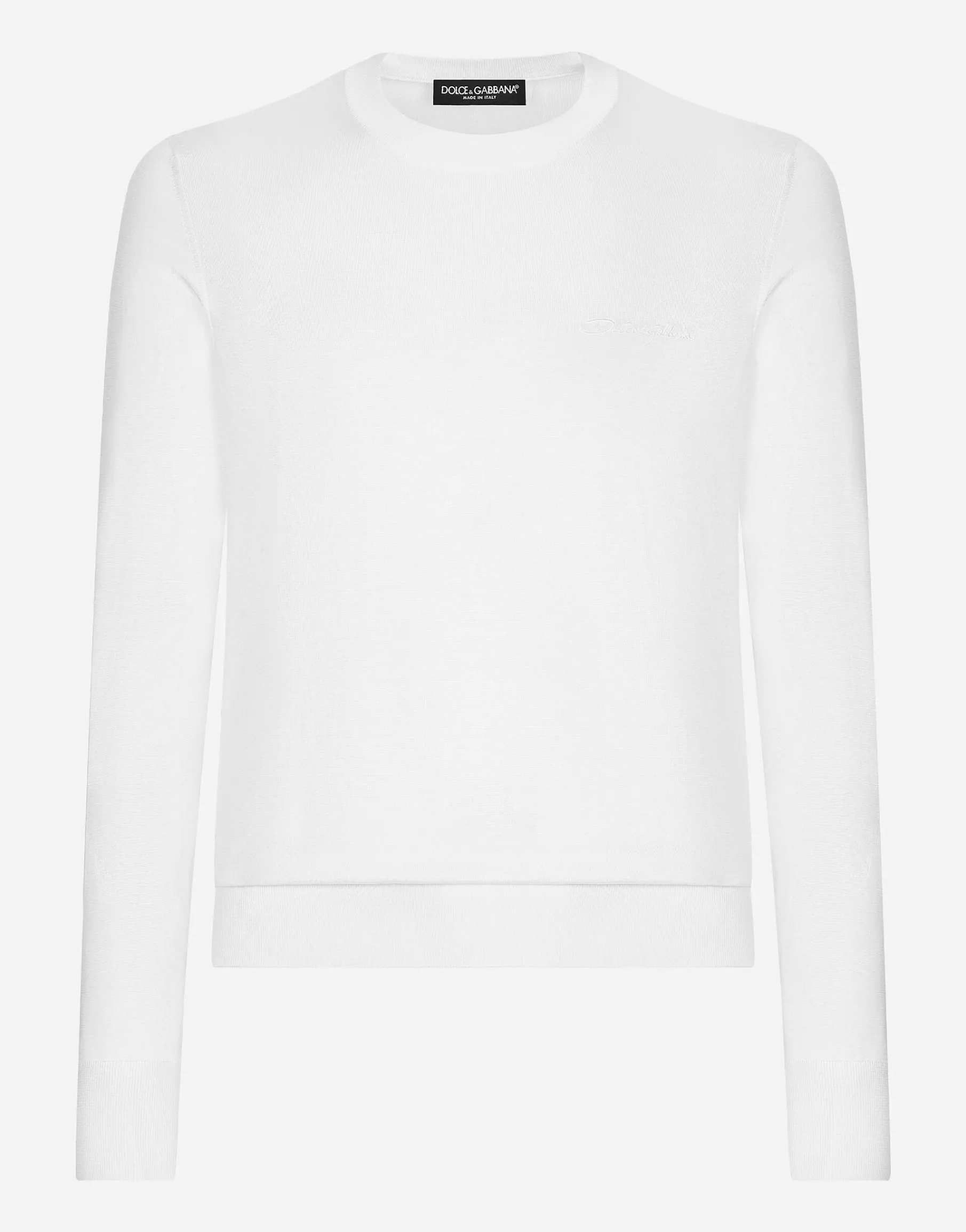 Round-neck silk sweater with Dolce&Gabbana logo