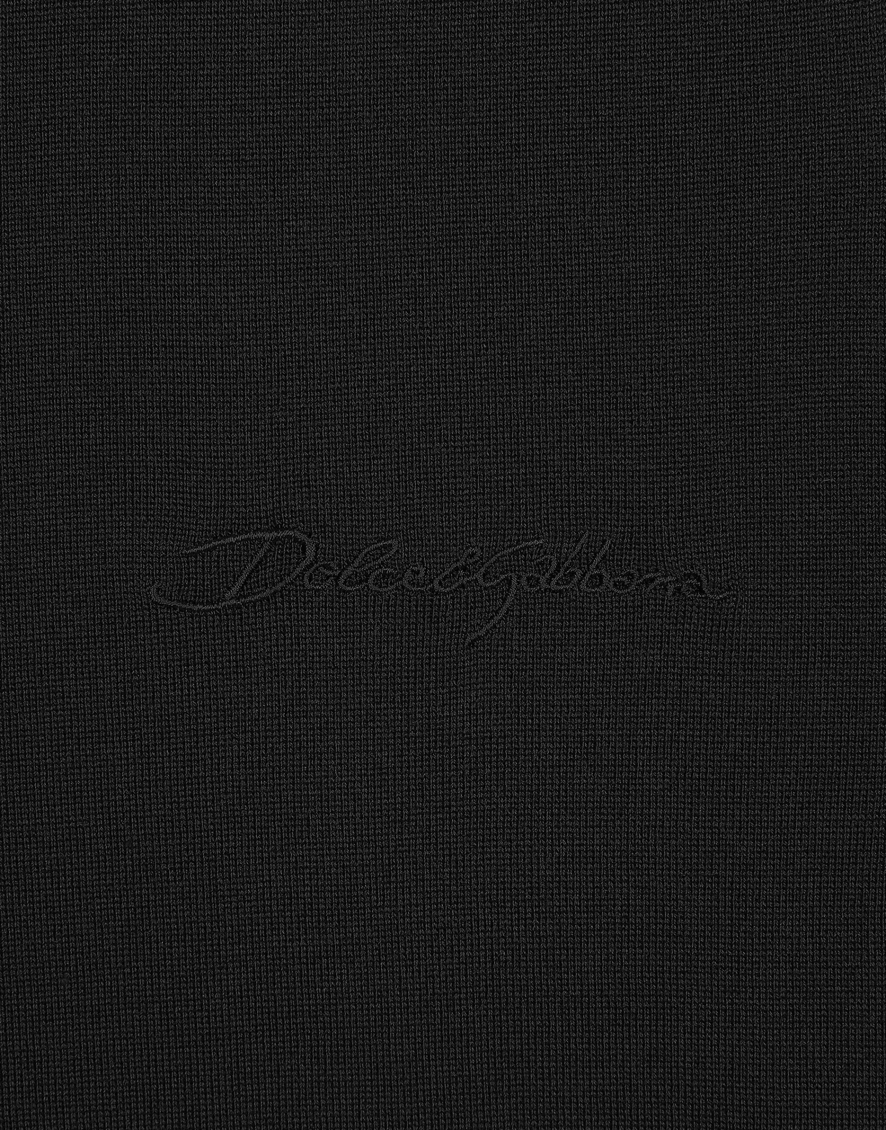 Round-neck silk sweater with Dolce&Gabbana logo