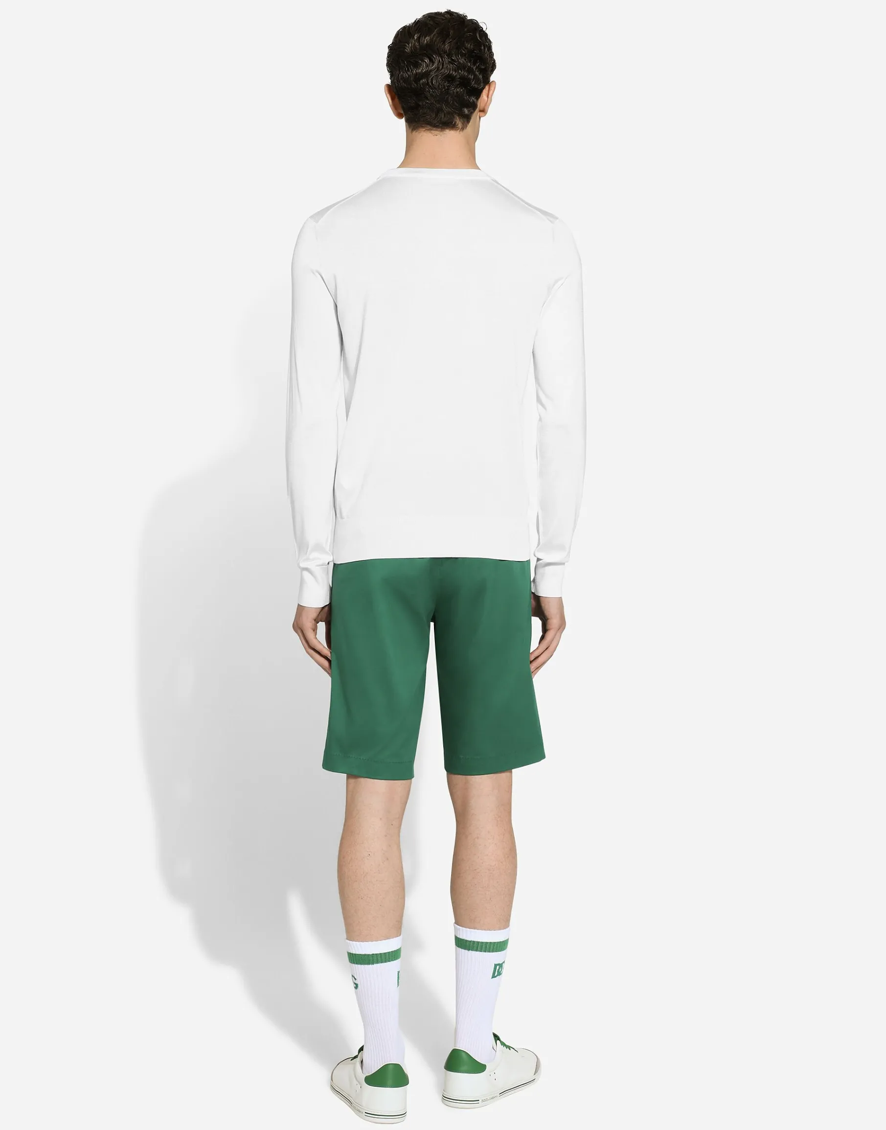 Round-neck silk sweater with Dolce&Gabbana logo