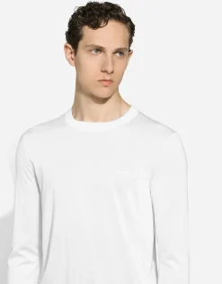 Round-neck silk sweater with Dolce&Gabbana logo