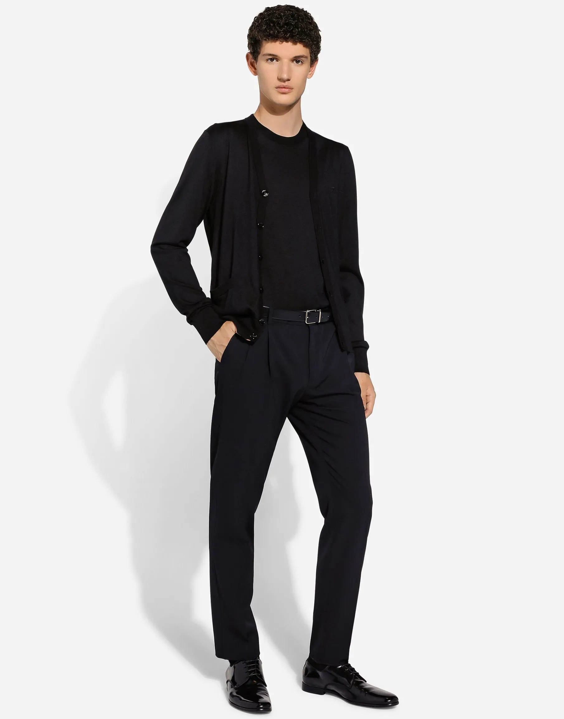 Round-neck silk sweater with Dolce&Gabbana logo