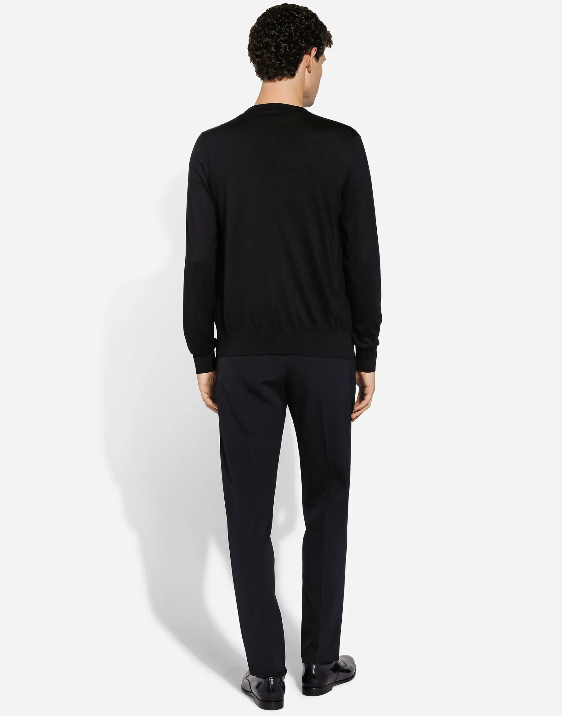 Round-neck silk sweater with Dolce&Gabbana logo