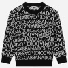 Round-neck sweater with all-over jacquard logo