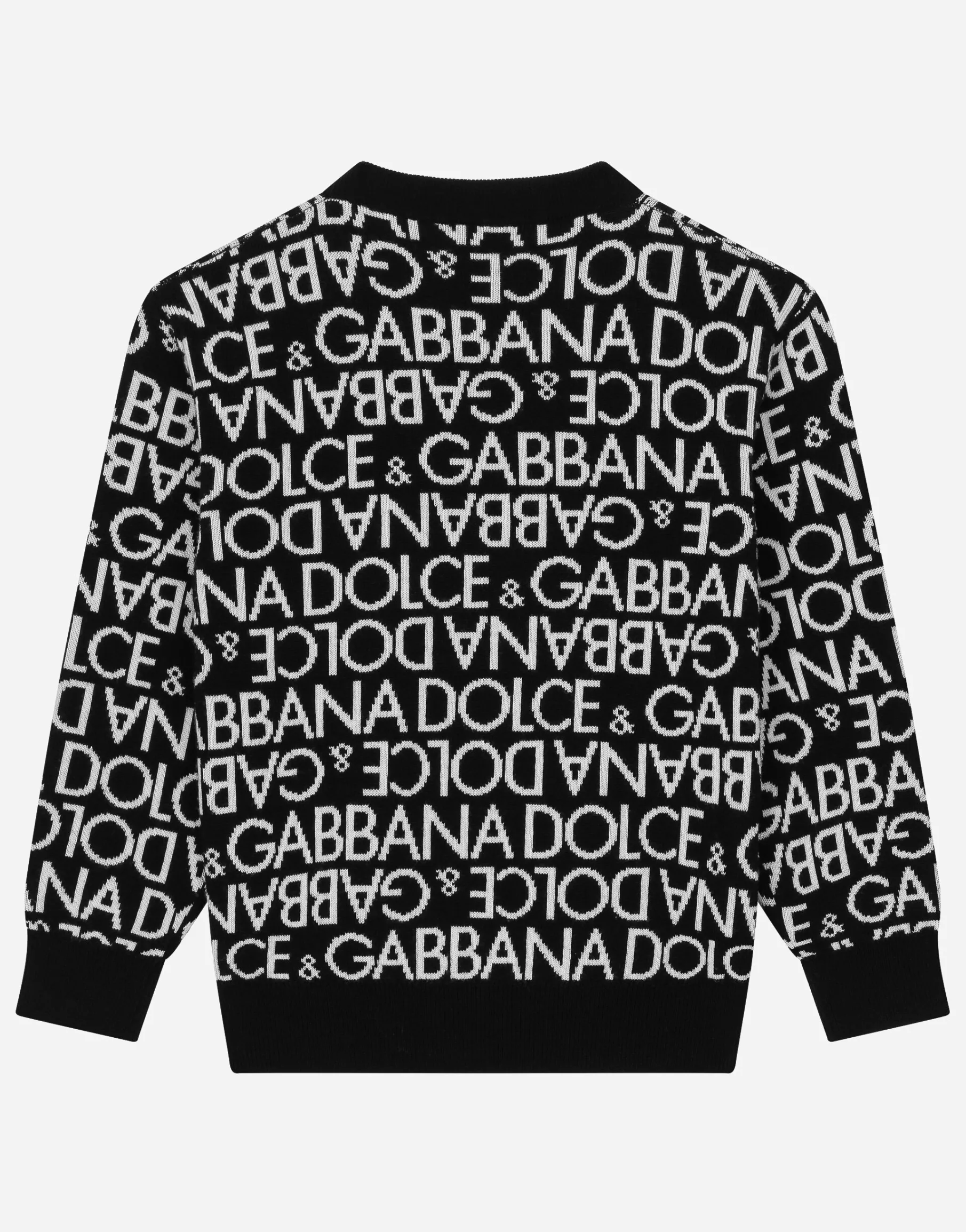 Round-neck sweater with all-over jacquard logo