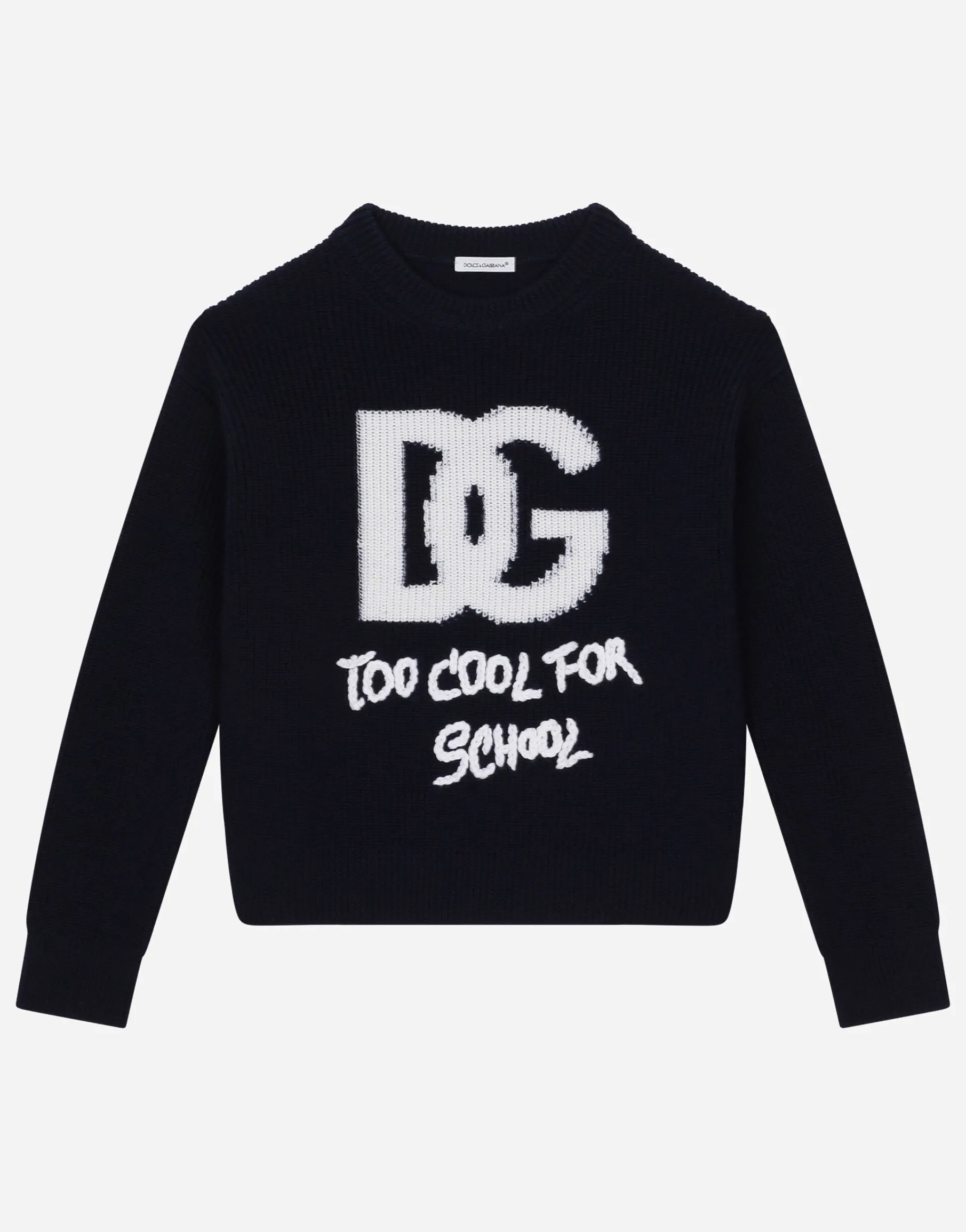 Round-neck sweater with DG logo inlay