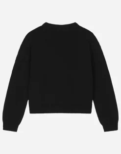 Round-neck sweater with DG logo inlay