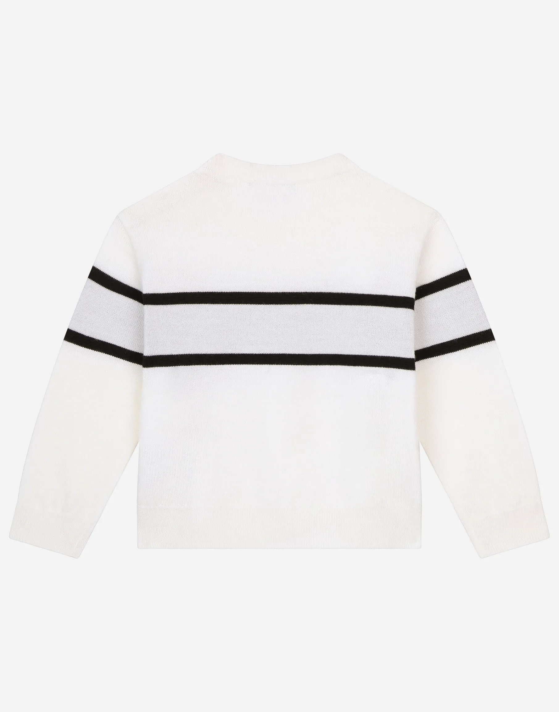 Round-neck sweater with logo inlay