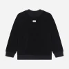 Round-neck terrycloth sweatshirt with logo tag