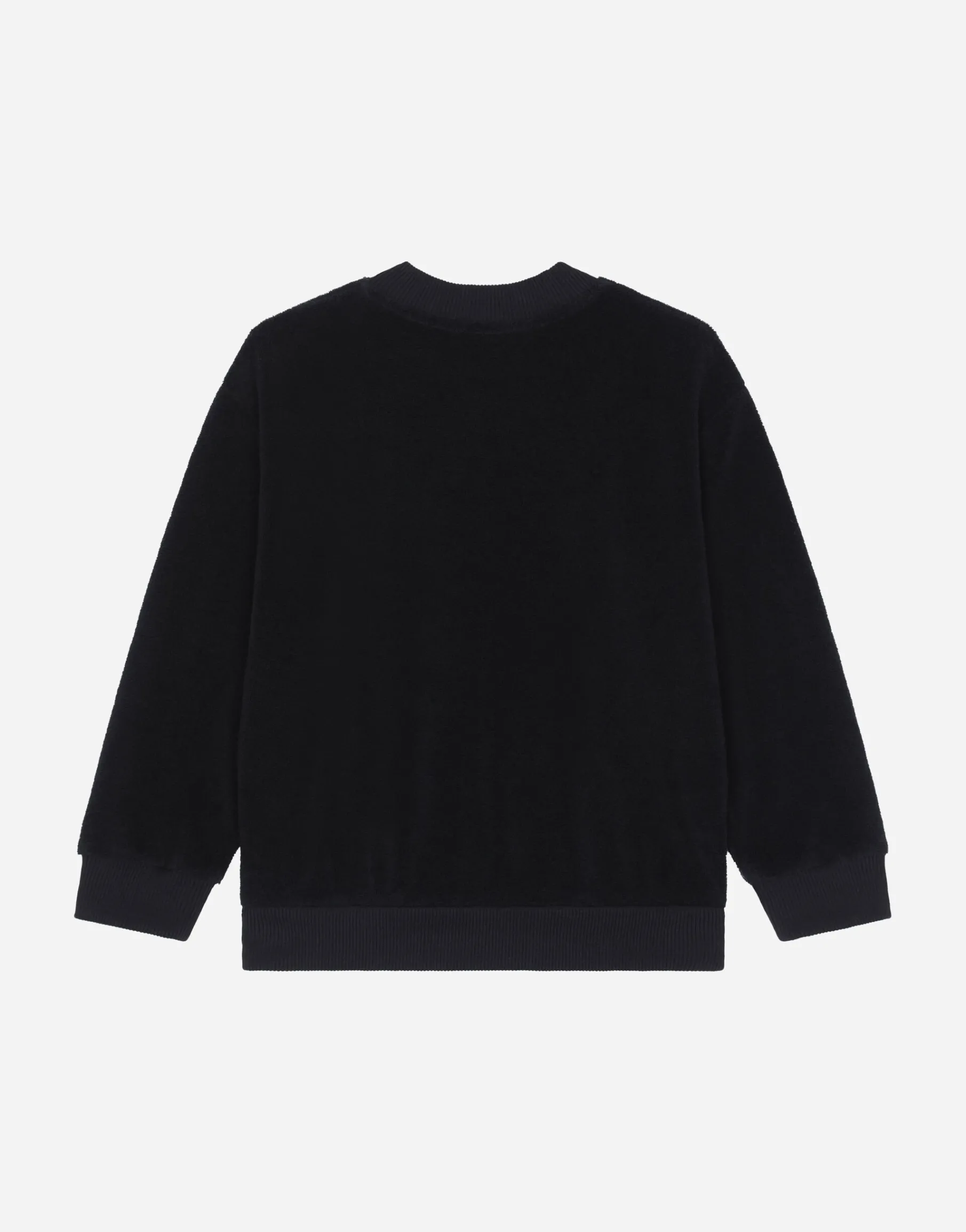 Round-neck terrycloth sweatshirt with logo tag