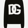 Round-neck wool sweater with DG logo inlay