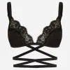 Satin and lace triangle bra