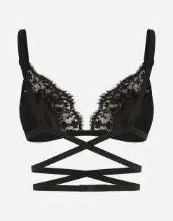 Satin and lace triangle bra